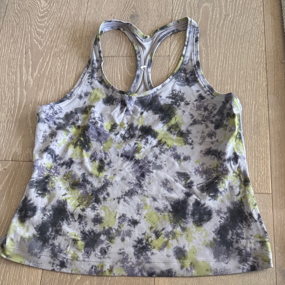 lululemon athletica Gray and Green Tie-Dye Tank Top